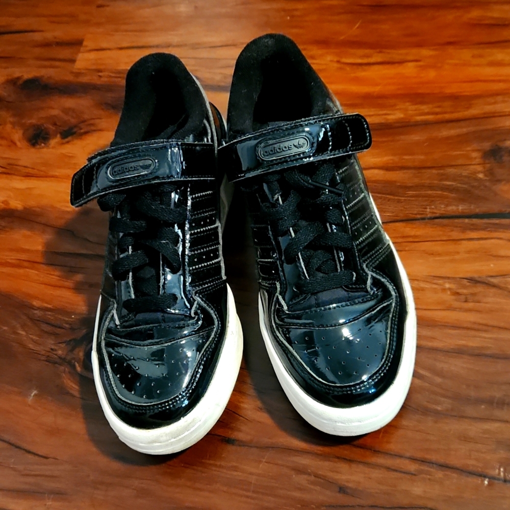 Black Patent Leather Adidas Sneakers